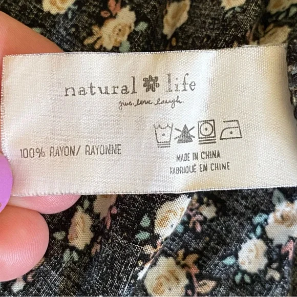 Natural Life Rebecca Midi Dress Dark Floral Boho Prairie Tiered Cottage Core M - Picture 8 of 10